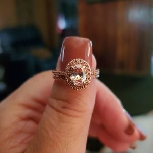 Rose gold ring set.